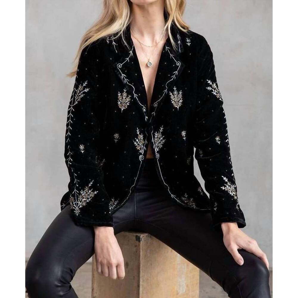 NEW LOVESTITCH beaded velvet blazer in black